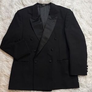 Mens 44 Double Breasted Tuxedo Jacket Black Wool Neil Allyn Formal Menswear USA